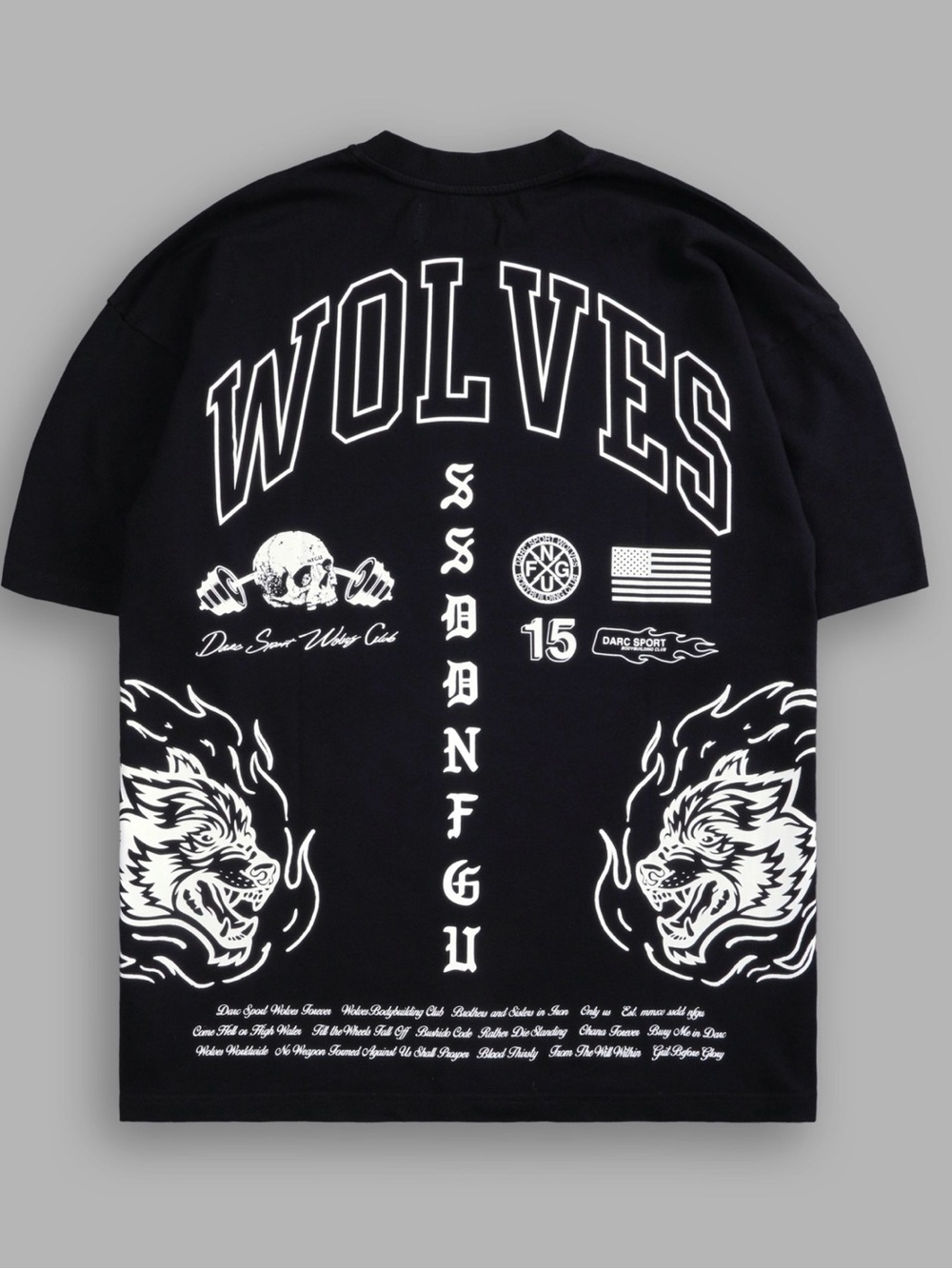 Darc Sport Fired Up “Premium” Tee  Black Wolves Graphic Short Sleeve Tee